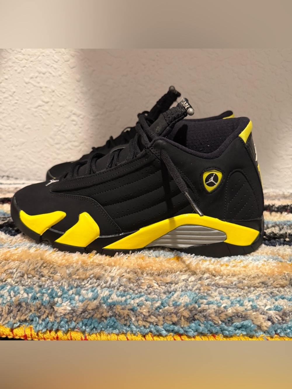 Jordan 14 Black and Yellow Low-Top Sneakers